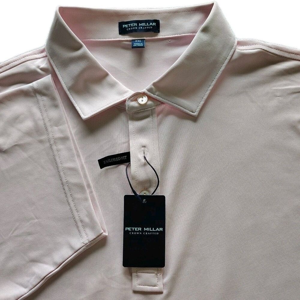 Peter Millar Crown Crafted Men's Size XXL Misty Rose Performance Golf Polo NWT